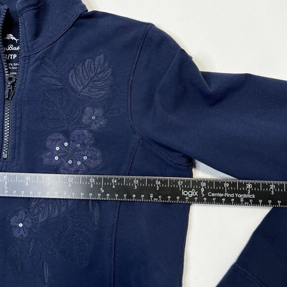 Tommy Bahama Womens 1/2 Zip Pullover Size XS, Navy Blue, Jen Terry Ember Floral - Picture 7 of 10